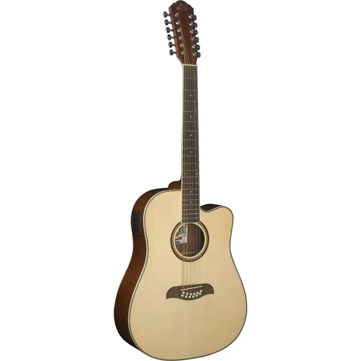 212 MAIN Oscar Schmidt A07 Dreadnought Acoustic-Electric Guitar - Natural Finish, Spruce Top, Stylish Fretboard Design