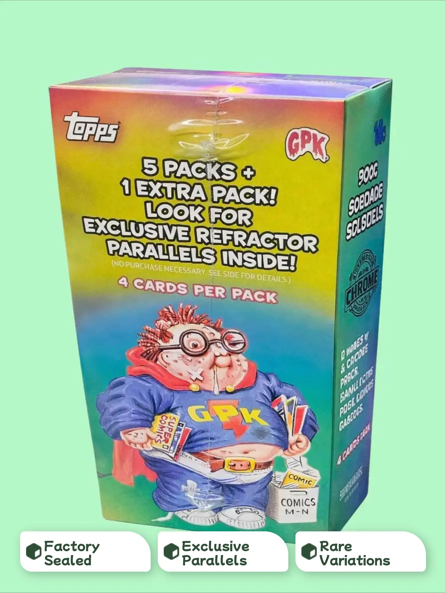 Topps GPK Chrome Series 5 Trading Cards Blaster Box Factory Sealed 6 Packs 24 Chrome Cards Exclusive Refractor Parallels Collector Booster Box Single Pack Options - TikTok Shop Topps GPK Chrome Series 5 Trading Cards Blaster Box Factory Sealed 6 Packs 24 Chrome Cards Exclusive Refractor Parallels Collector Booster Box Single Pack Options - TikTok Shop
