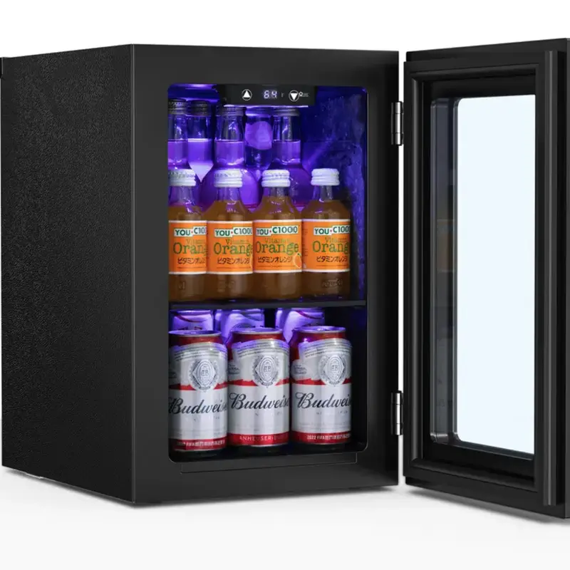 Antarctic Star 0.6 Cu. Ft. Freestanding Mini Fridge Refrigerator - Adjustable, 4 Bottle Wine Storage, 6 Cans Capacity, 24 Can Mini Cooler, LED Light, Quiet Compressor Cooling, 40°F to 61°F Range, Modern Style for Small Spaces, Desks, Bedrooms, Countertops
