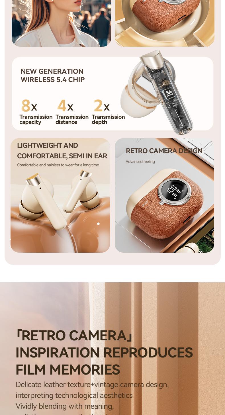 acer OHR508 Wireless Stereo Earbuds, In-Ear Noise-Canceling Earphones, Extra Long Battery Life, Universal Fit for Men and Women, Comfortable Wear, Noise Isolation Headphones, HIFI Sound Quality Music Headset Beige Audio Electronic