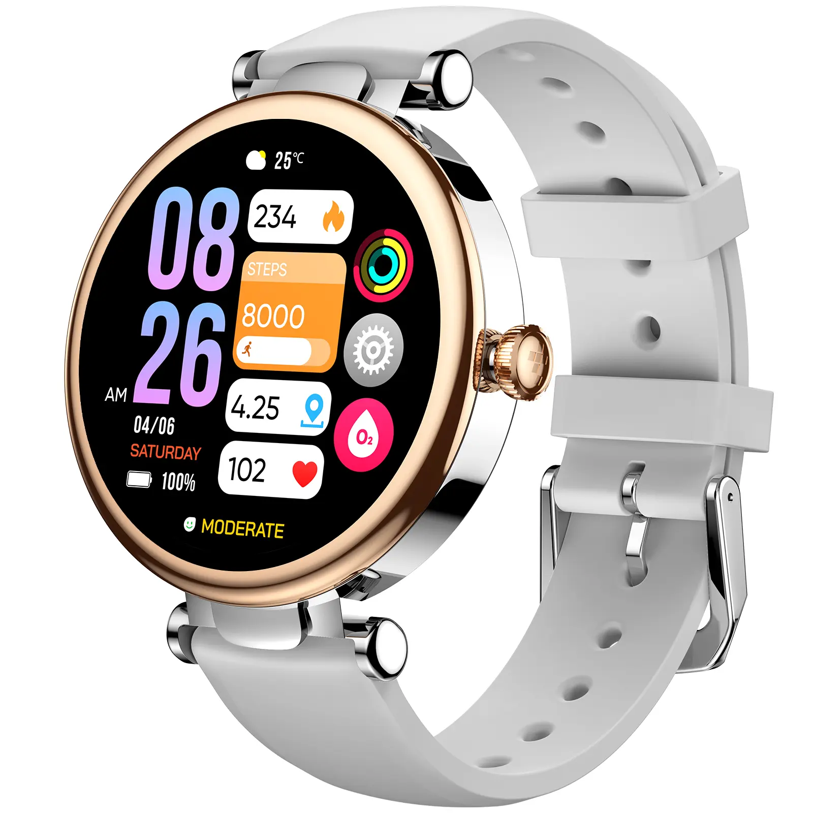 TOZO S8 AMOLED Women's Smart Watch - 1.32" HD Round Wearable Device, Bluetooth Call/Text, 100+ Sports Modes, Sleep/Stress Tracker, Waterproof Rose Gold Silicone Wristwatch, Mother's Day Gift, Smart Watches
