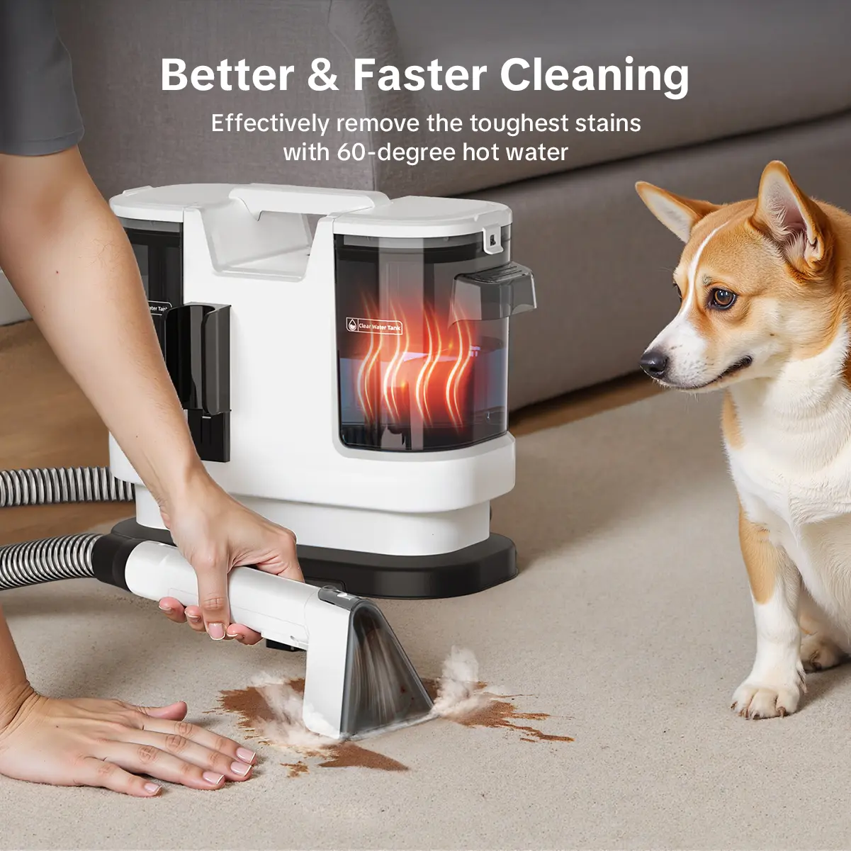 NEW Upgraded Heated Handheld Spot Cleaner - Home Cleaning Tool, Cordless Vacuum with Powerful Suction, Compact Heating Clean for Carpets, Upholstery, Car Interiors, Upgraded Heated Portable Spot Cleaner