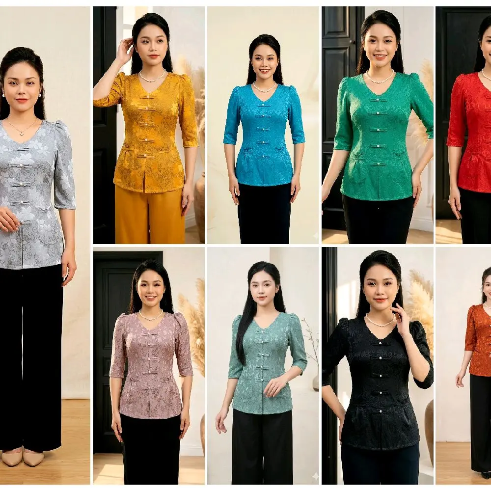 Áo Bà Ba Thun Gấm TG1 ( Vietnamese Size ) Ao Ba Ba Only ( No Pants)  / Áo Bà Ba Vải Thun Gấm / Women Ao Ba Ba / Girl Ao Ba Ba / LuNa Ao Ba Ba