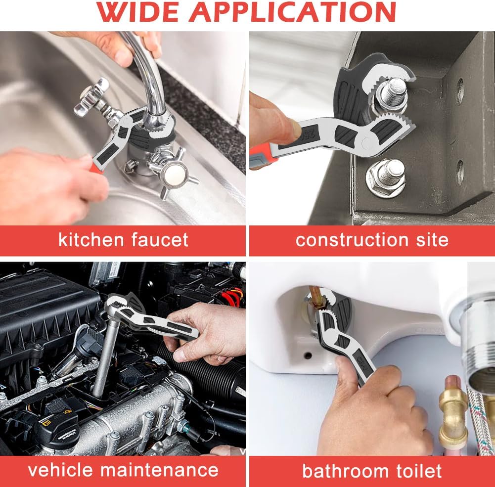 VAYWET Multifunctional Self-locking Wrench 6, 8 Inch Multi-model Pipe Flexible Wrench, Quick Opening Water Heating Plumbers Wrench 3/8”-1” Irregular Nuts Pipes Use Chrome Vanadium Alloy Steel 3 Sided Tooth Pattern Coverage Not Easy to Slip Strong Clamping VAYWET Multifunctional Self-locking Wrench 6, 8 Inch Multi-model Pipe Flexible Wrench, Quick Opening Water Heating Plumbers Wrench 3/8”-1” Irregular Nuts Pipes Use Chrome Vanadium Alloy Steel 3 Sided Tooth Pattern Coverage Not Easy to Slip Strong Clamping