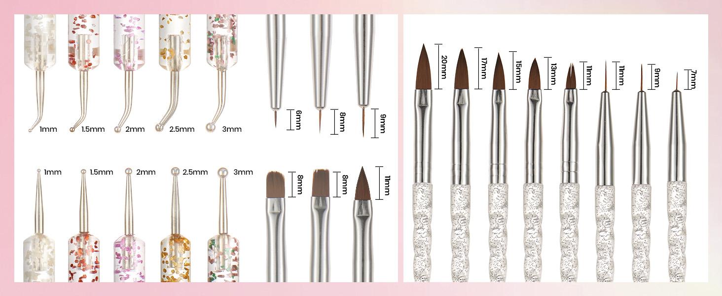 Beetles Spring Nail Art Brushes Kit, Nail Dotting Tools, Nail Drawing Pens, Nail Dust Brush, Striping Nail Art Liner Brushes, Nail Art Pens with Nail Brush Holder Starter Nail Art Design Manicure Cutics Set newyearnewme taste of spring