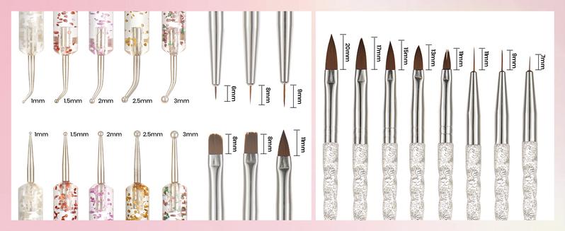 Beetles Valentines Nail Art Brushes Kit, Nail Dotting Tools, Nail Drawing Pens, Nail Dust Brush, Striping Nail Art Liner Brushes, Nail Art Pens with Nail Brush Holder Starter Nail Art Design Manicure Cutics Set newyearnewme valentinesday gift