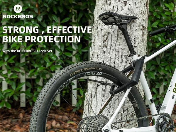 ROCKBROS Bike U Lock Heavy Duty Anti Theft Carbon Steel Bicycle Lock Suitable for Road, Mountain, and Scooter Bikes