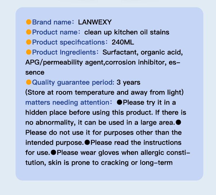Lanwexy Heavy Duty Degreaser Cleaner Spray for Kitchen, Household, Oven, Stove, Range Hood,Household kitchen cleaners
