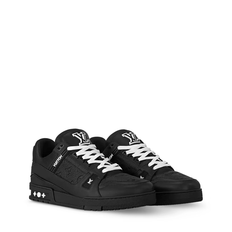 ‮ nottiuV siuoL ‬   Trainer Sneaker LeatherLow-Top Lace-Up Sports Shoes - House Black White Athletic Footwear, Maison Mihara Casual Trainers