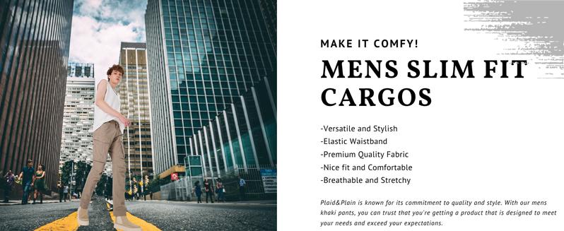 Plaid&Plain Men's and Women's Cargo Pants - Slim Fit Cargo Pants For Men, 3D Shape, Multiple Pockets, Articulated Knees, Stretchy Fabric, Work Pants Cargo Casual C804 Stylish Menswear