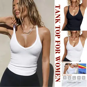 Women’s Ribbed V-Neck Tank Tops – Soft, Stretchy & Breathable Sleeveless Shirts for Gym, Running, Lounge & Everyday Comfort – Perfect Gift for Fitness Lovers