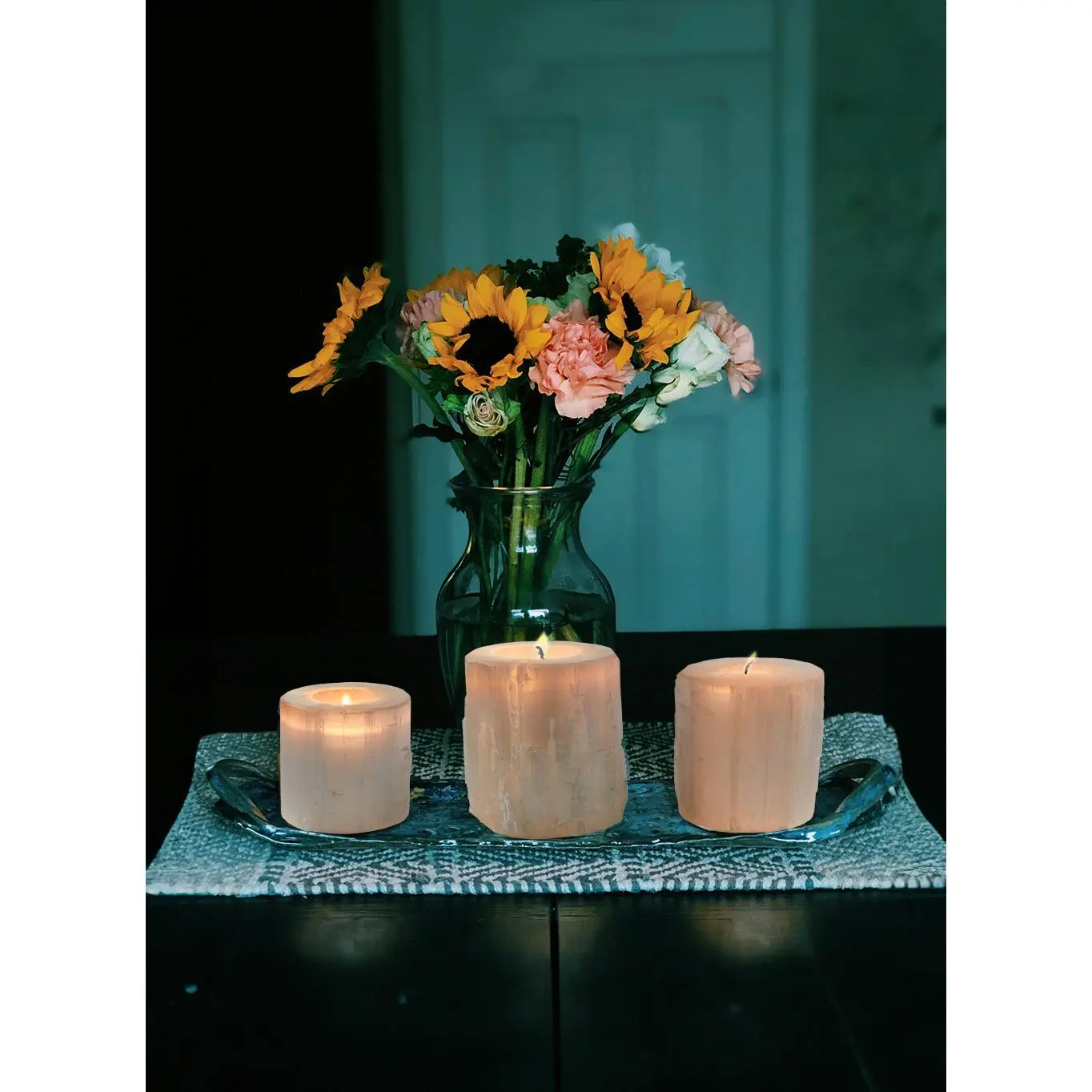 Selenite Tealight Candle Holder Collection