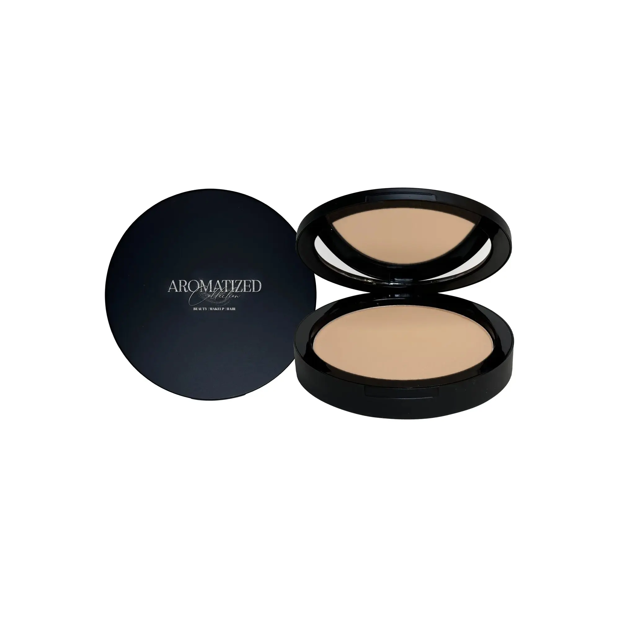 Aromatized Collection Dual Blend Powder Foundation - Bisque, Adjustable Coverage, Matte Finish, Suitable for All Skin Types, 0.56 oz, Made in North America