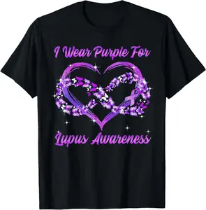 100% Cotton Lupus Awareness I Wear Purple For Lupus Awareness T-Shirt