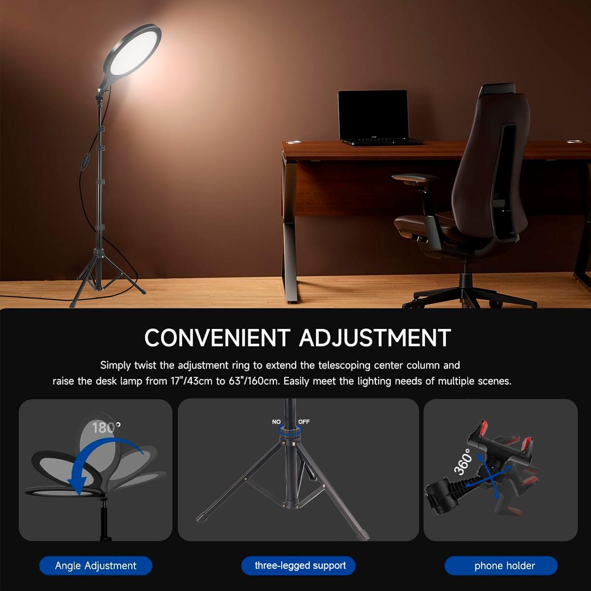 10" Dimmable Ring Light with 63" Telescopic Tripod & Phone Holder– Soft LED Fill Light for Content Creation, Mlogging, Vlogger, TikTok, Makeup Artists, Instagram Reels, Live Streaming & Video Conferencing, Compact USB-Powered Design for Travel#SpringBreak