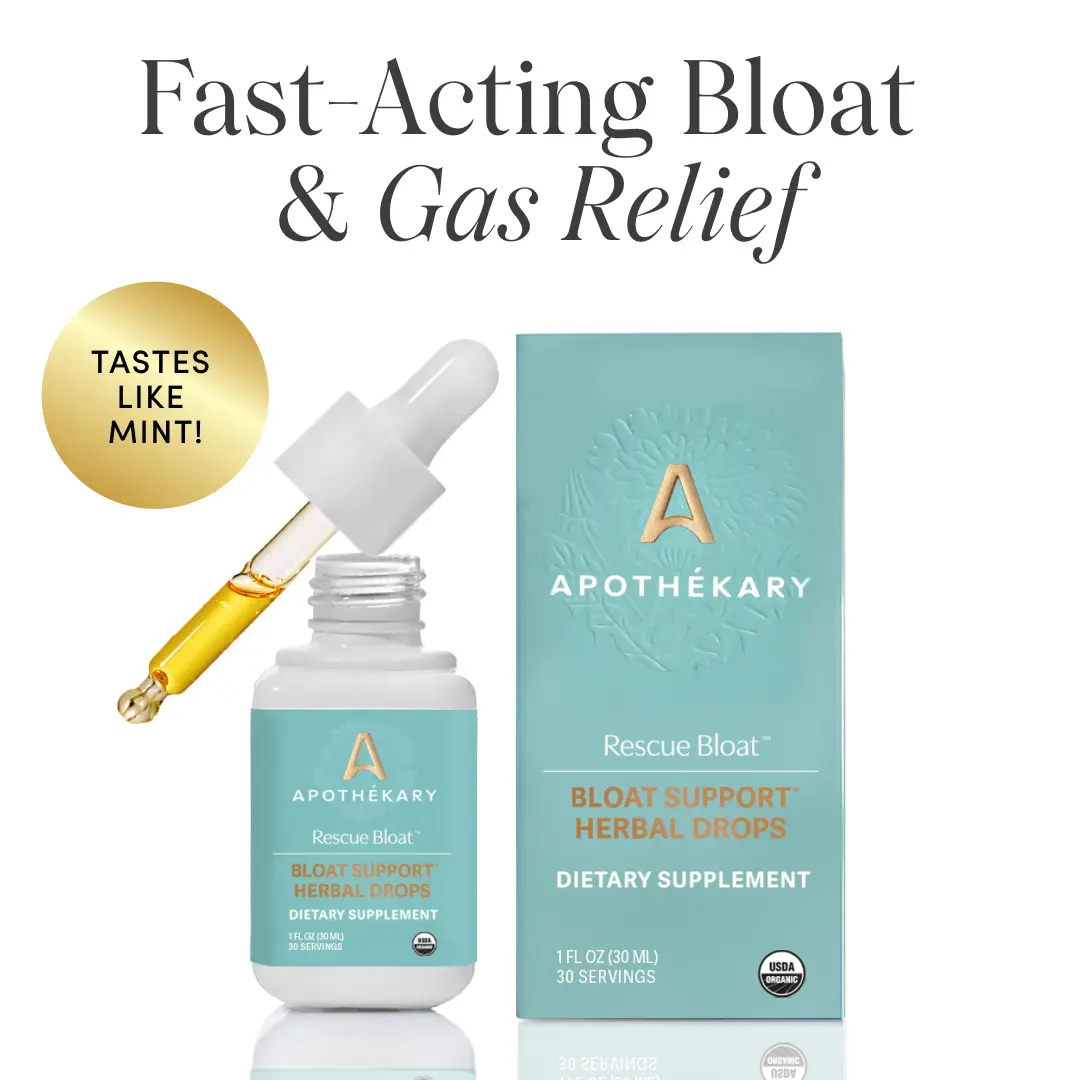 Apothékary Rescue Bloat - Bloating & Gas Relief Liquid Herbal Drops* | Alcohol-Free, Certified Organic, Certified Gluten-Free, PETA Certified Vegan & Cruelty-Free, Third Party Tested, Plant-Based, No Artificial Additives, Natural Supplement Digestive Aid