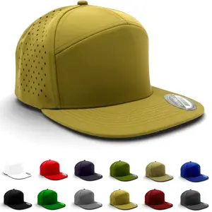Men's Snapback Hat Laser Vented 7 Panel Flat Brim Baseball Cap Adjustable Men's Snapback Hat Laser Vented 7 Panel Flat Brim Baseball Cap Adjustable