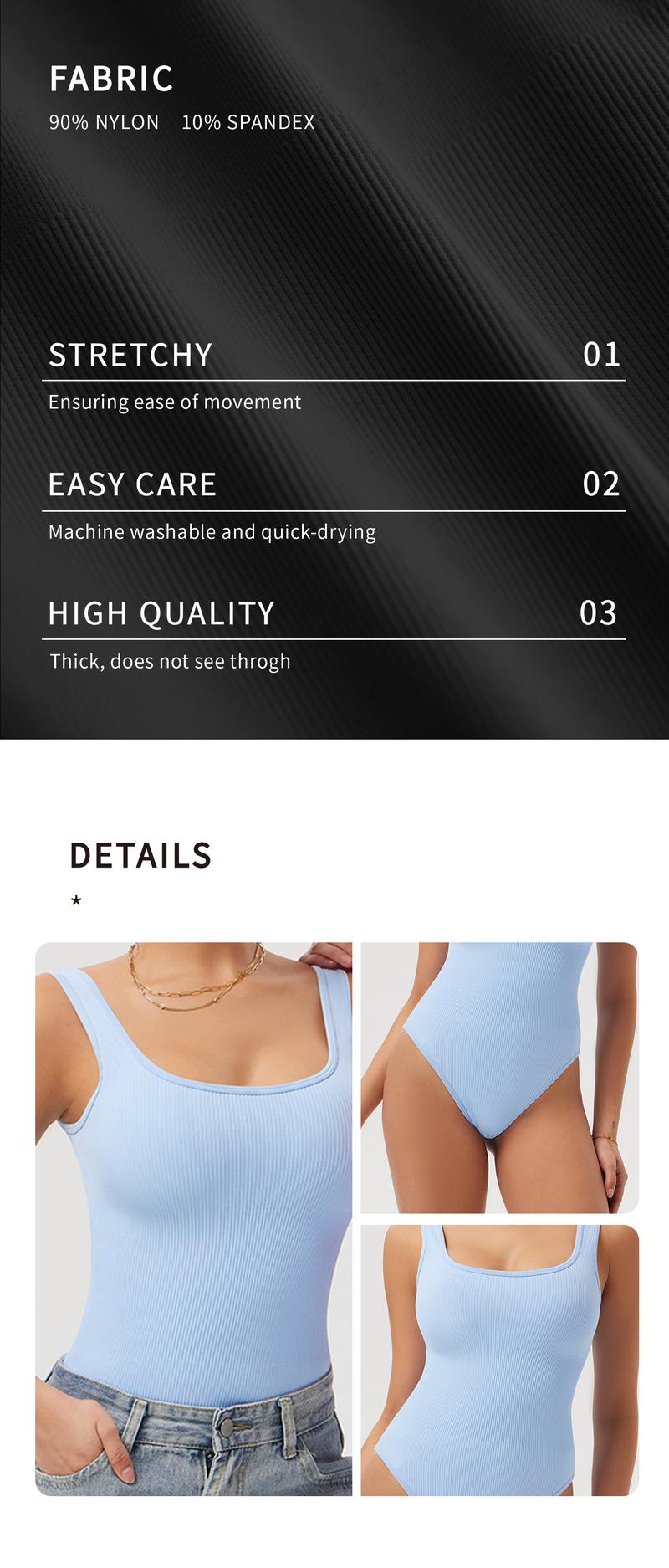 OQQfitness Women's Bodysuits Sexy Sleeveless Square Neck Tank Tops Summer Casual 2025 Trendy Outfits