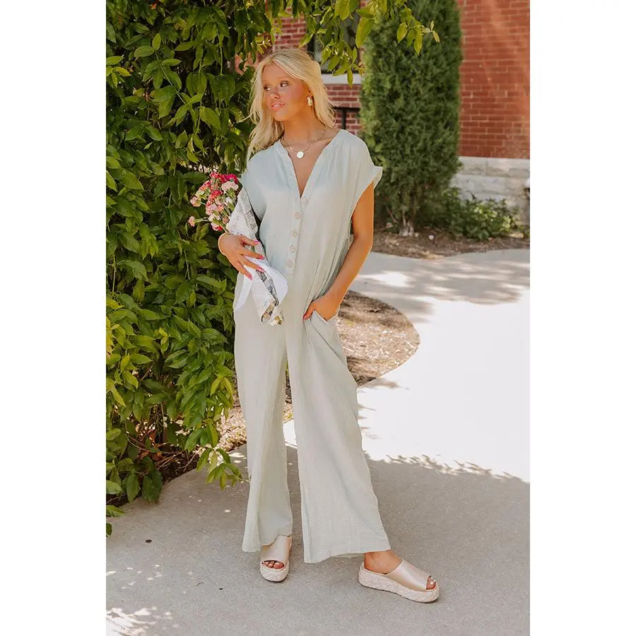 Coastal Travels Jumpsuit in Sage