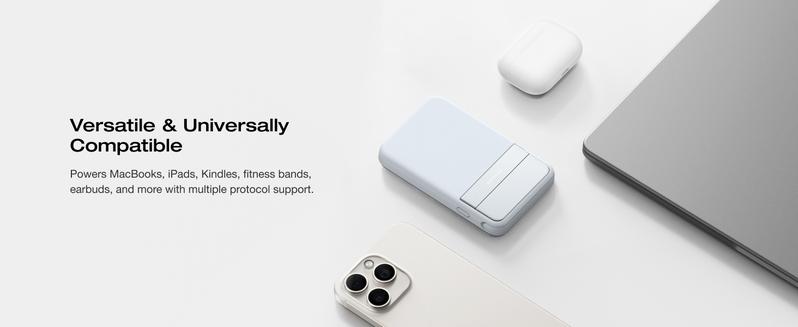 EF ECOFLOW Rapid Power Bank, 5000mAh Qi2 Certified Wireless Magnetic Portable Charger, 30W Max Fast Charging Battery Pack with Built-in USB-C Cable & Stand for iPhone16/15/14/13/12 Series Only