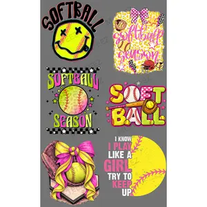 SOFTBALL (5) PREMADE GANGSHEET - 22X36 DTF TRANSFERS - DIRECT TO FILM
