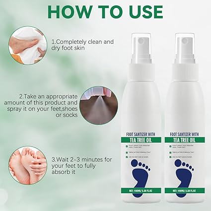 (3 bottles)Tea Tree Oil Foot Spray - Plantar Moisturizing Deodorant for Odor Control & Dry Feet Care, Natural Foot Sanitizer with Antifungal Properties,Ximonth Clear Foot Sanitizer Spray,for Foot & Shoe Freshness.