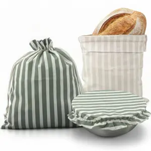 Linen Bread Bag Set for Homemade Sourdough – Reusable Bread Storage Bag with Proofing Cover, Keeps Bread Fresh Longer, Baking Accessory