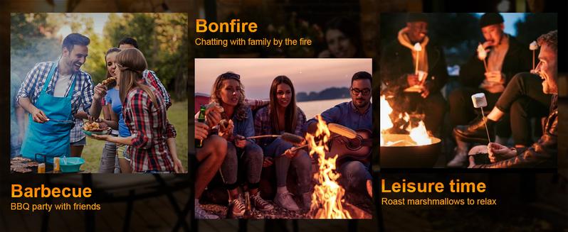 BALI OUTDOORS 2-in-1 Wood Burning Fire Pit with Removable Cooking Grill Black Ultra-Durable Iron Grate 360-Degree Rotation Adjustable Height for Heating and BBQ Christmas gift