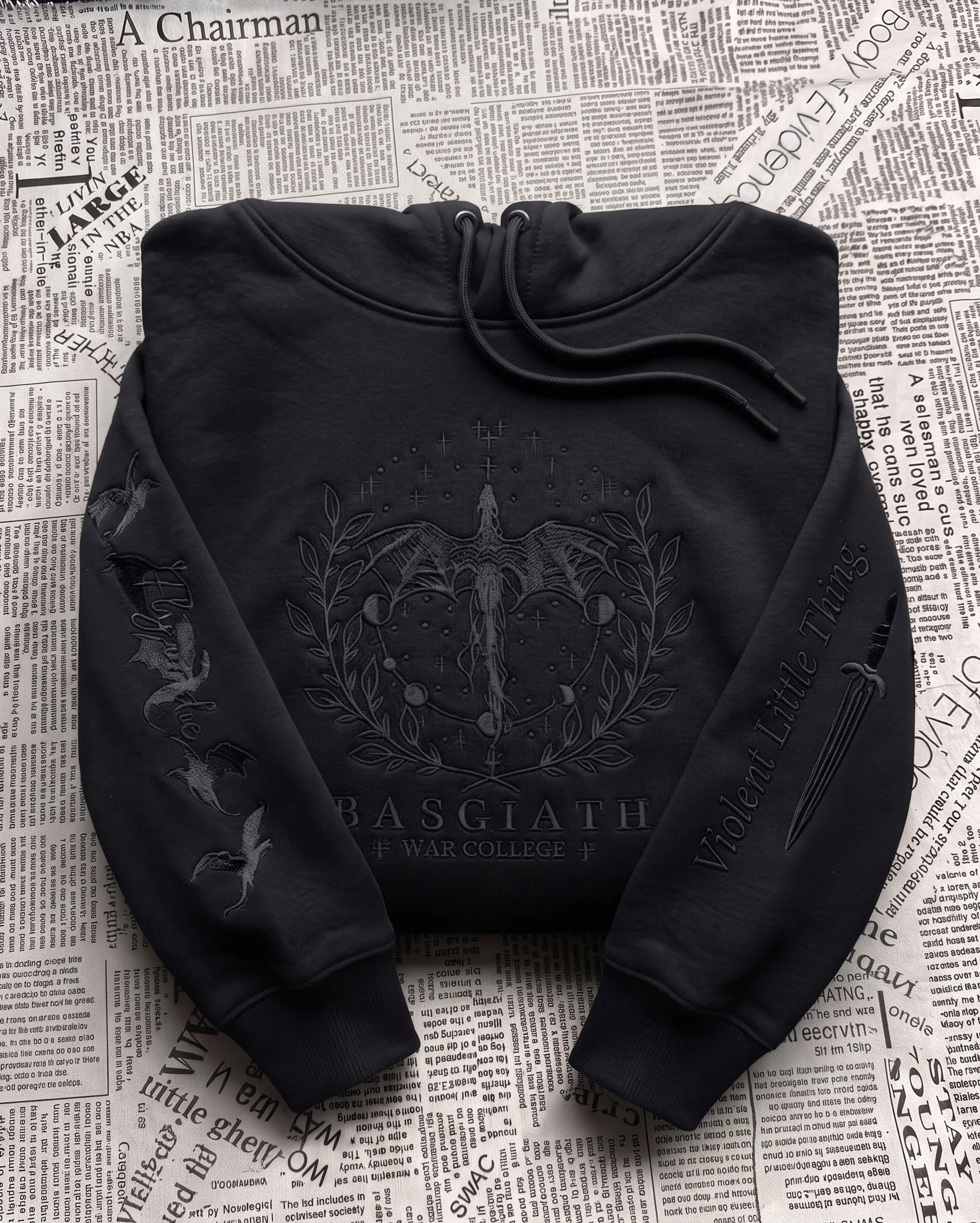 Basgiath War College embroidered Hoodie & Sweatshirt, Fourth Wing Inspired Embroidery, Dragon Rider Reader Gift, Cozy Fantasy Apparel