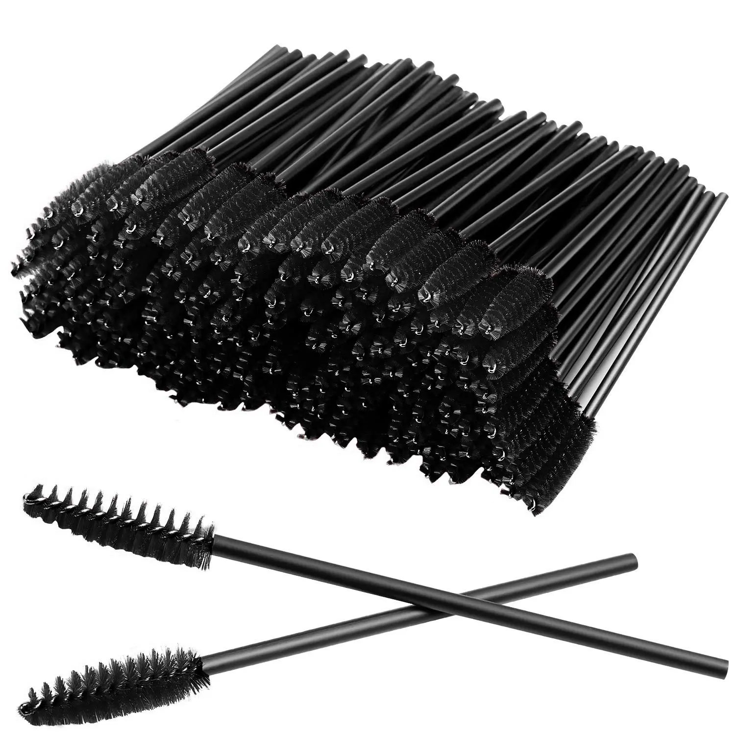 100 Pcs Black Disposable Eyelash Brushes - Makeup Application Tool for Beauty & Personal Care Use