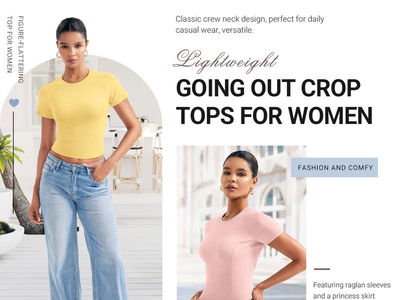 YEOREO Women's Baby T-Shirt- Slim Fit Crew Neck Short Sleeve Quick-Dry Breathable Casual & Workout Top for Summer Fitted Style Essential Womenswear Cotton Fabric Tshirt