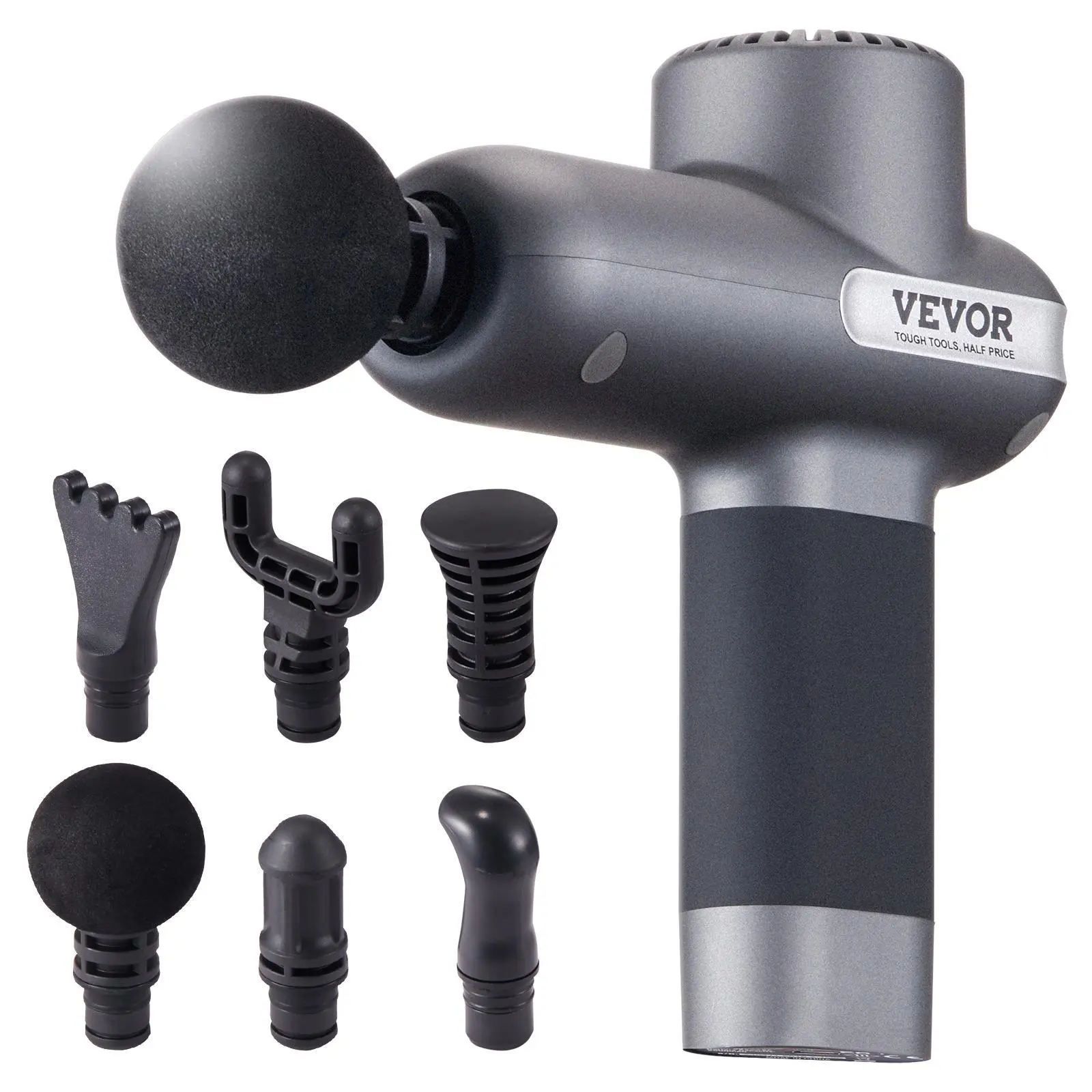 【Summerfinds】VEVOR Mini Massage Gun,  , Percussion Muscle Massage Gun for Athletes - with 5 Speed Levels & 6 Massage Heads, 7.4V 2500mAh Batteries, Handheld Small Massage Gun for Pain Relief, Muscle Relaxation