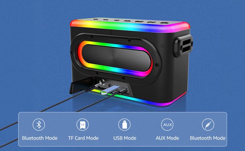 Karaoke Machine, Portable Bluetooth Karaoke Speaker with 1 Wireless Microphones for Adults & Kids with Lights, Karaoke Microphone Supports USB/TF/Bluetooth/AUX for Home Party