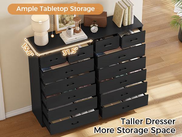 Hasuit 55.6 Inch Tall 7 Drawers Dresser Large Chest of Drawers with Modern Wooden Vertical Storage Clothes Closet Organizer