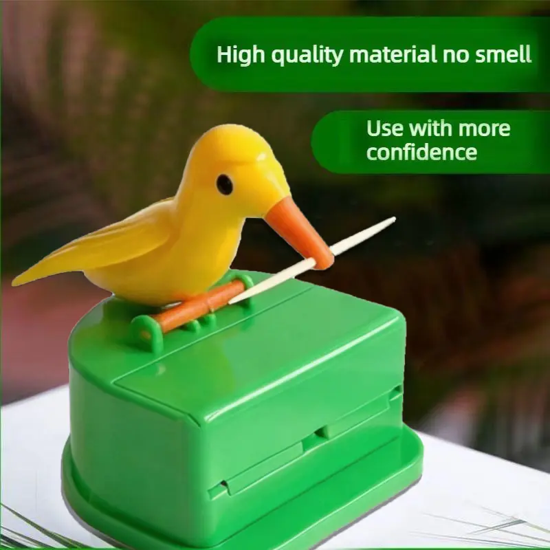 Wankam Bird-Shaped Automatic Toothpick Holder Box, Press-Type Household Home Organizer with High-Quality Material, No Unpleasant Smells, Adjustable, Fun and Functional Storage Solution