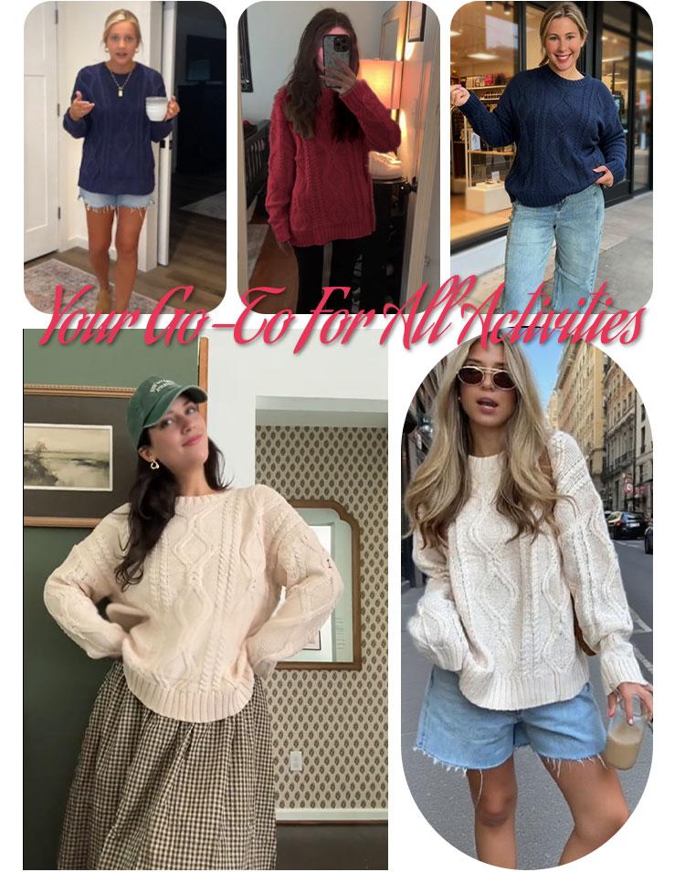 AUTOMET Women's Oversized Cable Knit Crewneck Sweaters Chic Womenswear Knitwear Soft Style Tops SpringFresh SpringStatements