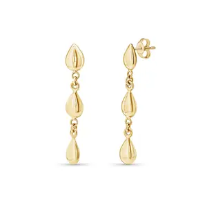 Flat Teardrop Link Gold Earrings