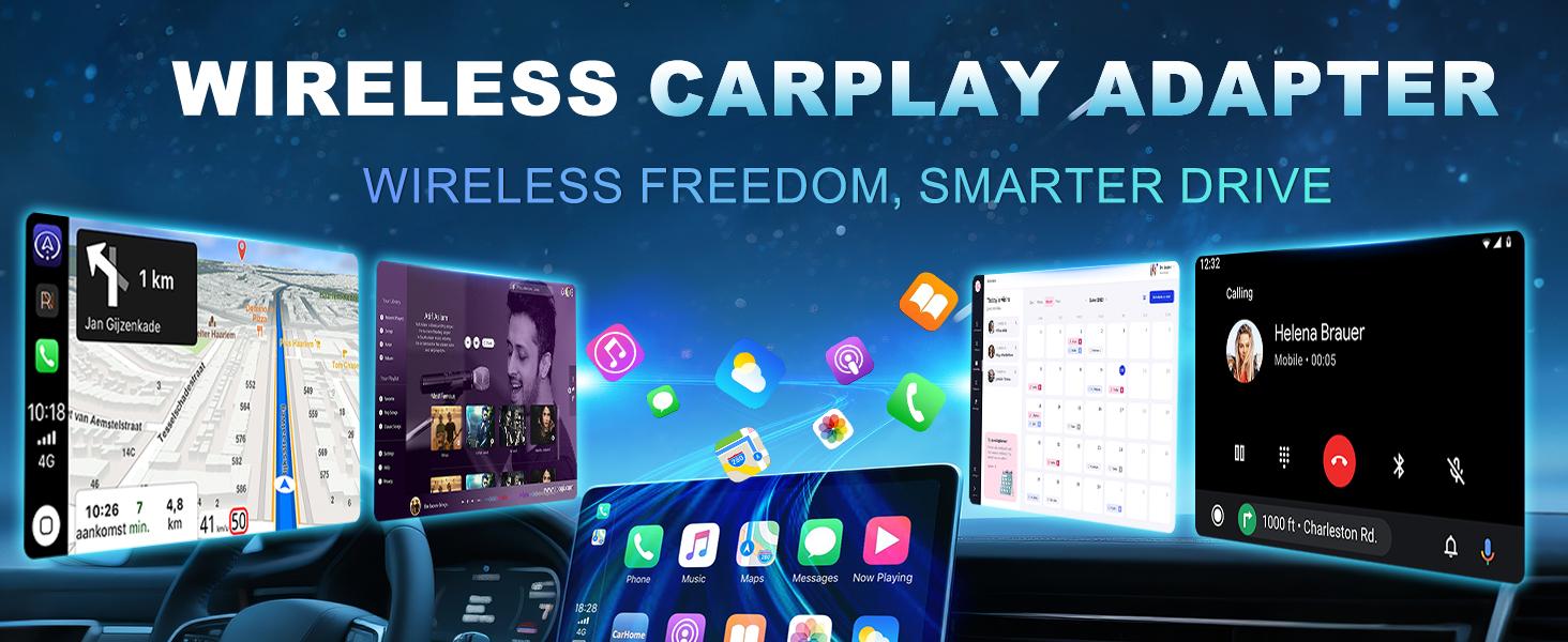2025 Wireless carplay Adapter for iPhone/Android - Fast Connection,No Latency,Hands-Free Call wireless adapter Electronic Charger carplay dongle, suitable for factory wired CarPlay cars from 2016+,TIKTOKBLACKFRIDAY