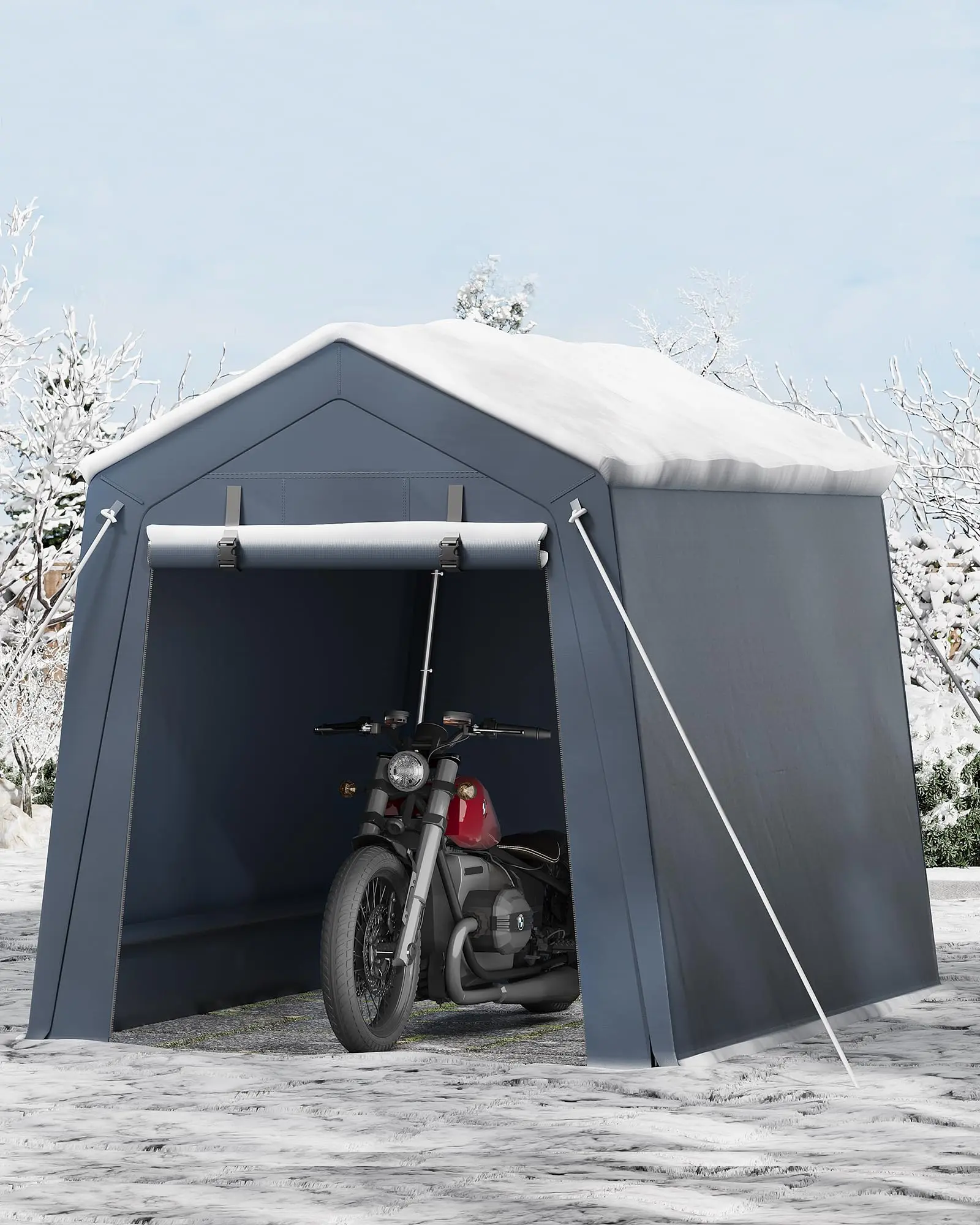 [GAOMON]6'×6' Heavy Duty Portable Storage Shed Tent - Outdoor Shelter with Roll-Up Door, Waterproof Bike/ATV/Motorcycle Garage, All-Weather Shelter Tent