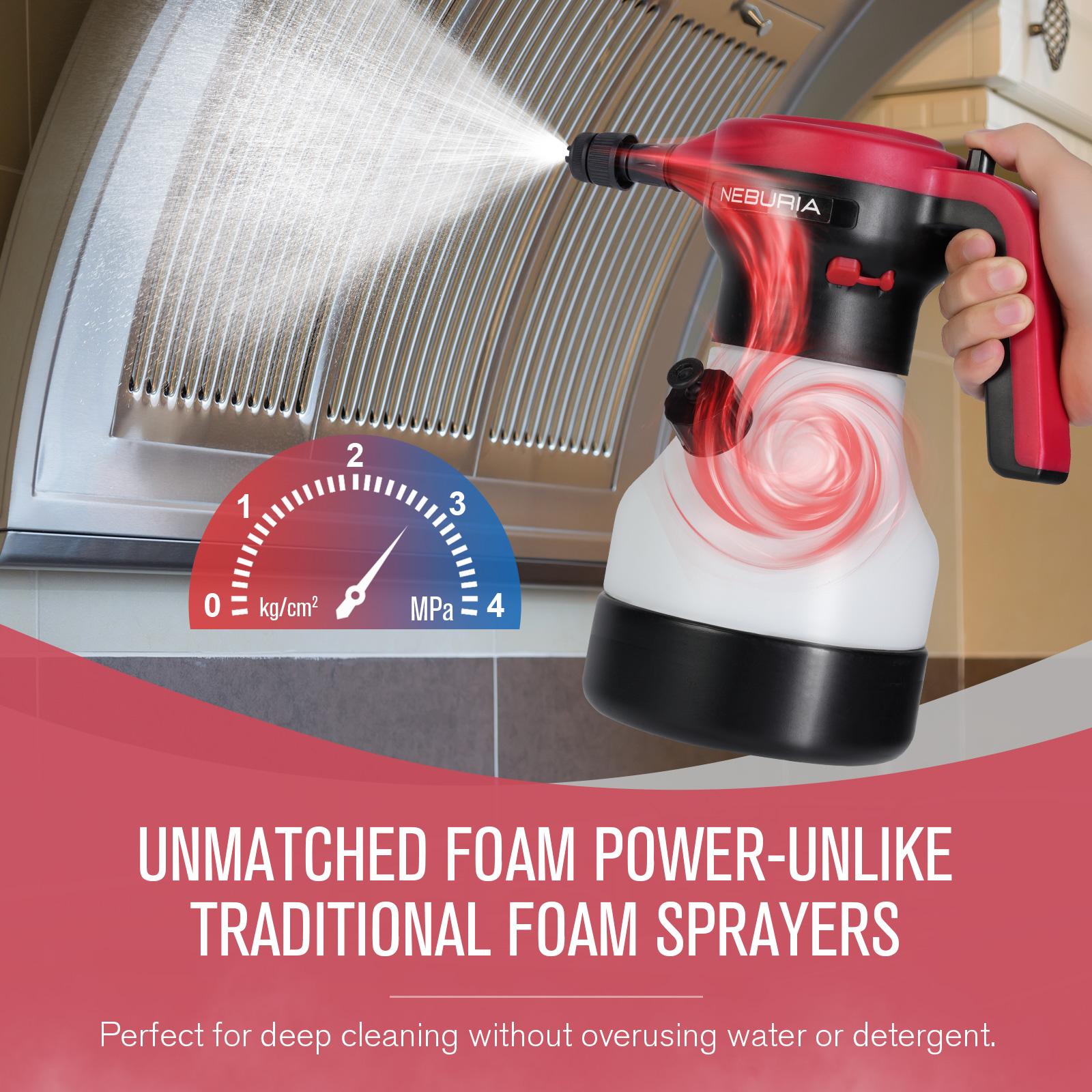 NEBURIA Electric Foam Sprayer,Rechargeable High Pressure Foam Cannon for Car Wash,Auto Detailing,Home & Industrial Cleaning,Professional Foam Sprayer,Pet Bath & Grooming Foam Cannon for Dogs,Cats & Home Cleaning