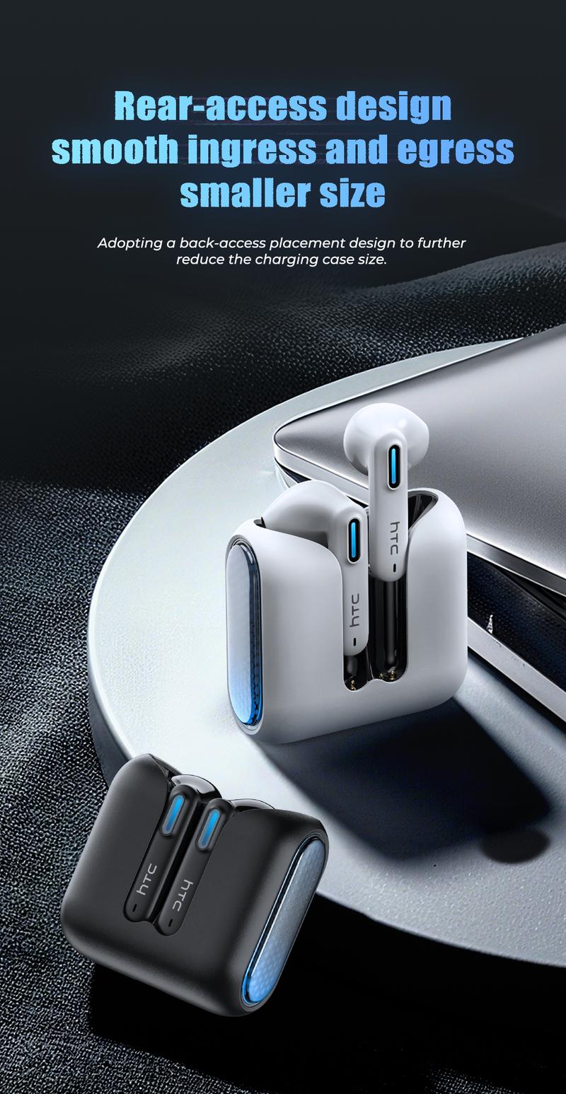 HTC NE49 Wireless Bluetooth Earphones Bluetooth 6.0 IPX5 Waterproof 35-Hour Battery Life with Charging Case Built-in Microphone