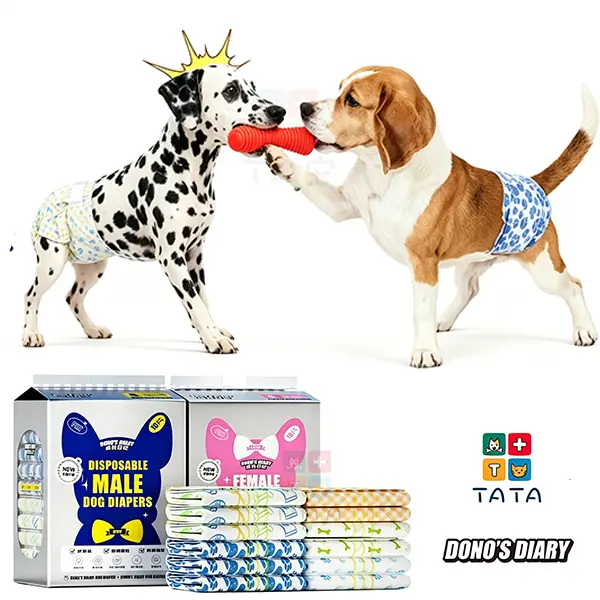 Dono Disposable Multi-Size Pet Diapers, Secure Leak-Proof Absorptive Nappies for Dogs & Cats, Home & Travel Use for Incontinence & Easy Training, Simple Fit