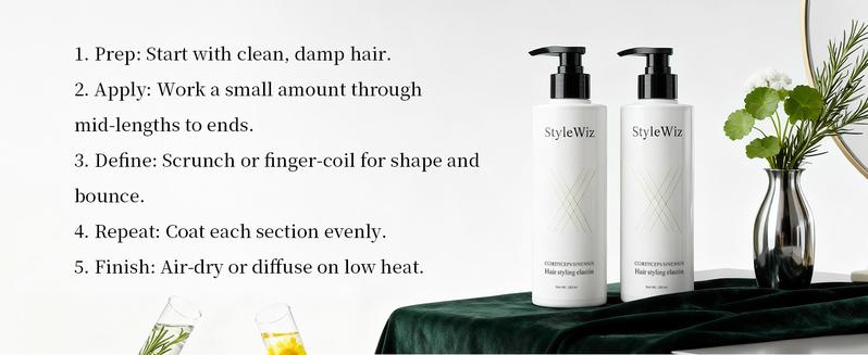 StyleWiz Curl Defining Cream for Curly and Wavy Hair Moisturizing Cream Gel Texture for Permed or Textured Styles Boosts Elasticity Long-Lasting Hold Shine and Volume 280 mL/9.5 Fl. Oz