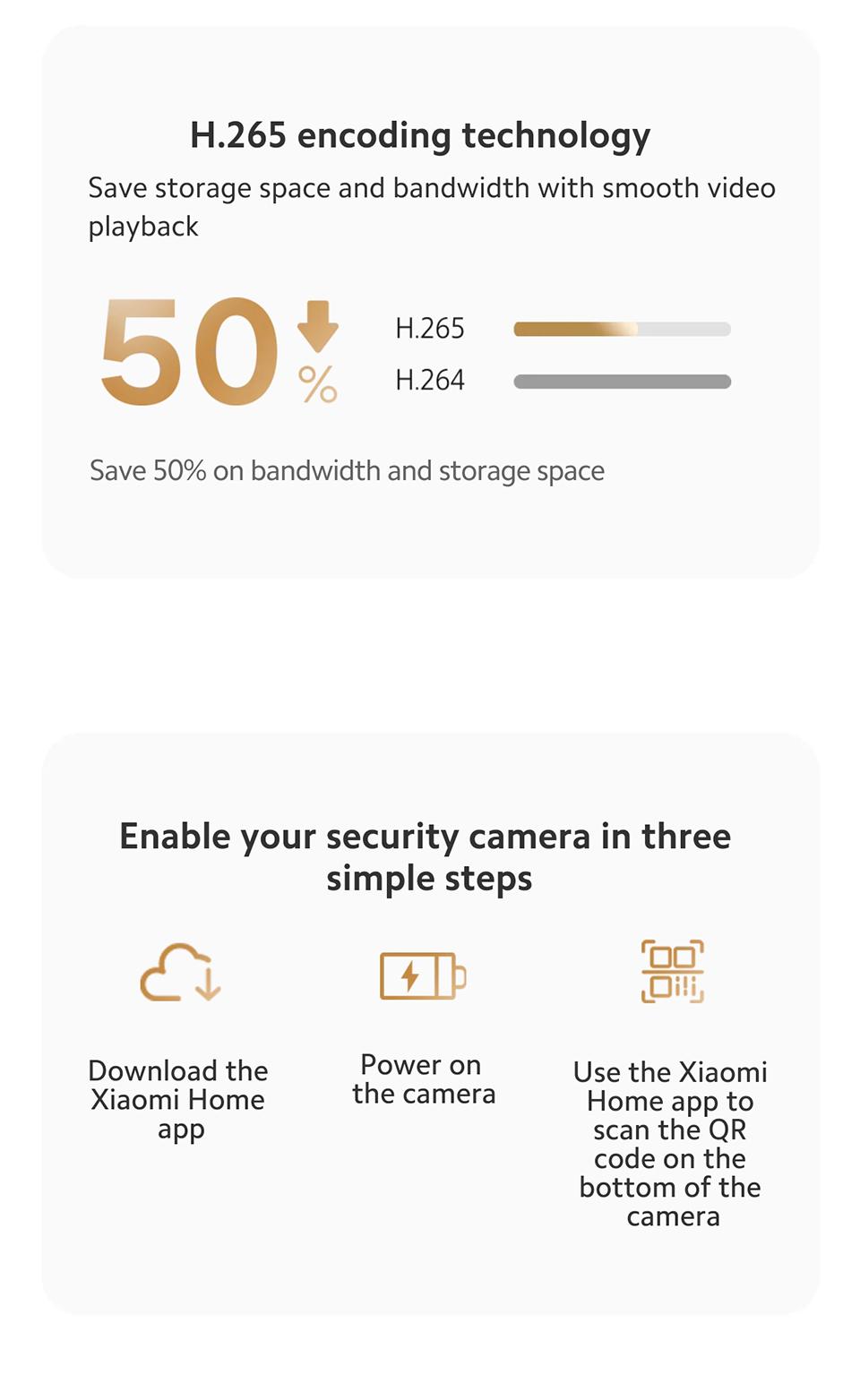 Xiaomi Smart Camera C301 Wireless 3MP ultra-clear visual experience, Human detection and active alert, Night Vision, Real-time two-way voice calls Safety Card Chip Lens