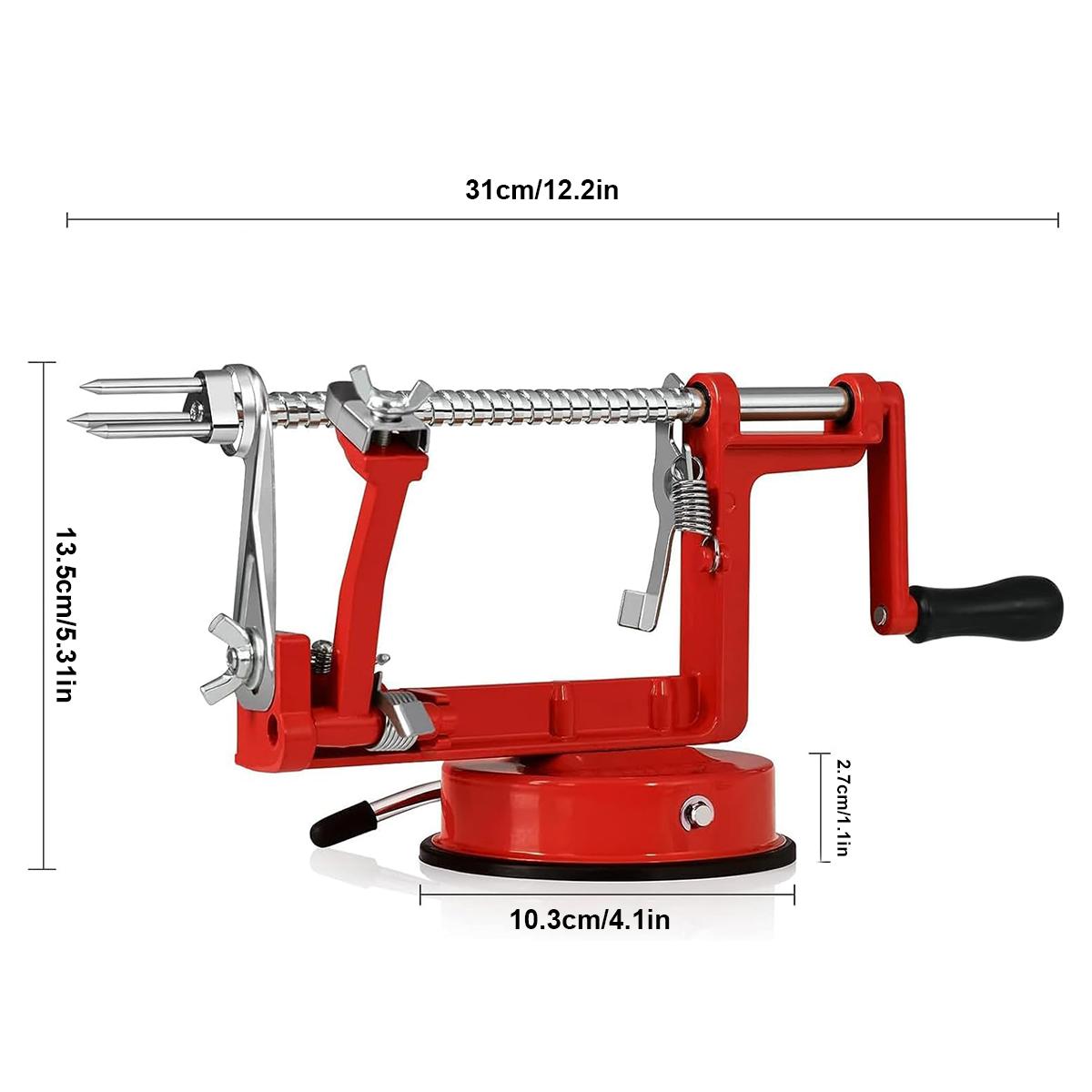 Apple Peeler Corer Slicer with Suction Base – Hand Crank Spiral Cutter
