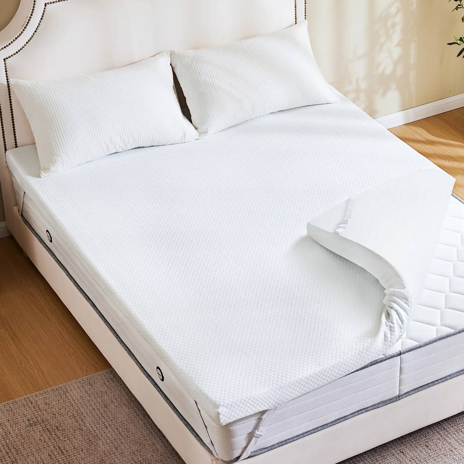 Memory Foam Mattress Topper with Removable Soft Cover, Thick Gel Infused Cooling Toppers Pad for Bed, Sleeper Sofa, RV, Camper, Ventilated