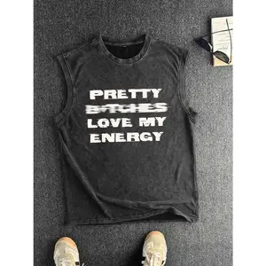 Washed Cotton Round Neck Vest for Men, Retro Sleeveless Summer Top with Cold Wash Finish