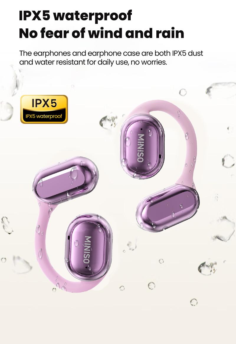 Miniso X39 True Wireless Open Ear Headphones , Bluetooth 5.4 Long Battery Time Earbuds , HiFi Sound Over Ear Headphones Miniso X39 True Wireless Open Ear Headphones , Bluetooth 5.4 Long Battery Time Earbuds , HiFi Sound Over Ear Headphones