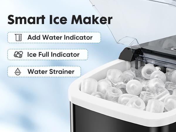 【Deal】Sweet Furniture S-Countertop Ice Maker, Portable Ice Machine Self-Cleaning with Scoop, Basket and Handle, 9 Cubes in 6 Mins, 2 Sizes of Bullet Ice