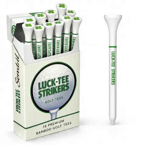 Luck-Tee Strikers Flip-Top Holder - Vintage-Style Compact Pocket Case, Includes 18 Bamboo Tees, Unique Accessory Gift for Golfers, Ideal for Fathersdaygift, Birthdays